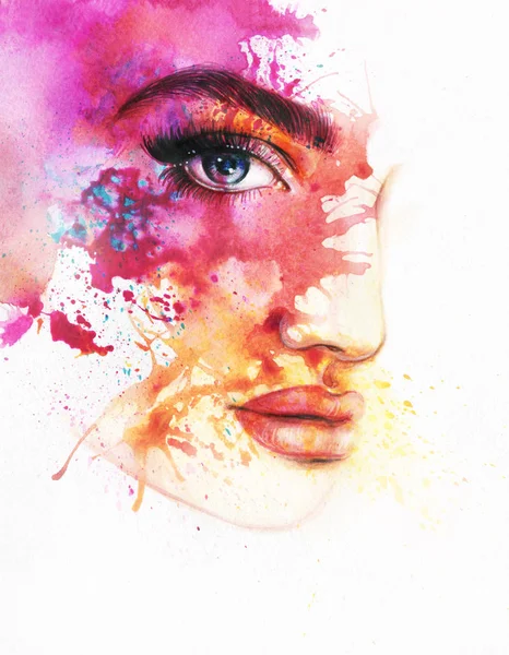 Beautiful Woman Fashion Illustration Watercolor Painting — Stock Photo, Image