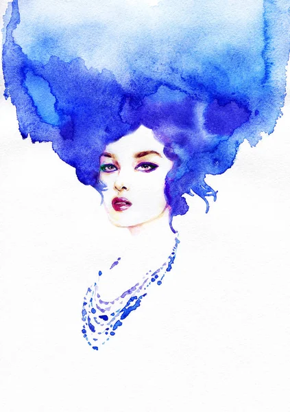 Uma Mulher Linda Ilustração Moda Pintura Aquarela — Fotografia de Stock