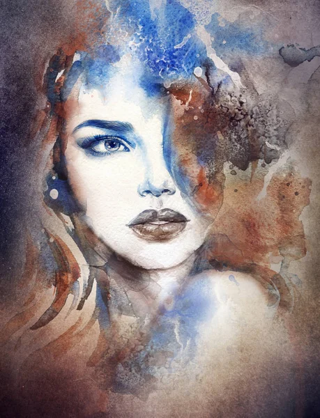 Uma Mulher Linda Ilustração Moda Pintura Aquarela — Fotografia de Stock