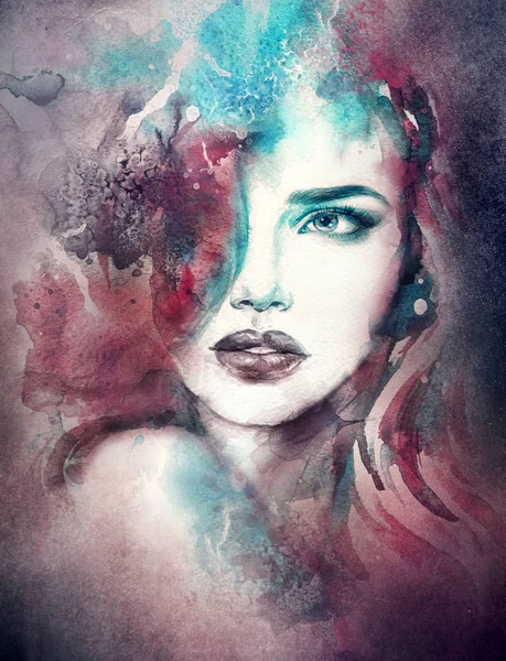 Uma Mulher Linda Ilustração Moda Pintura Aquarela — Fotografia de Stock