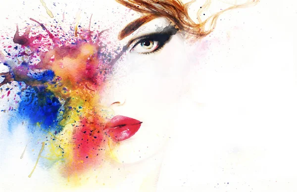 Uma Mulher Linda Ilustração Moda Pintura Aquarela — Fotografia de Stock