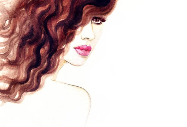 Belle Femme Illustration Mode Aquarelle Peinture — Photo