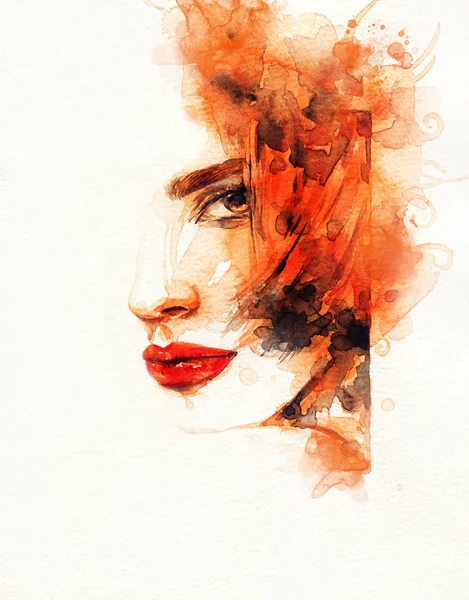 Beautiful Girl Beauty Fashion Illustration Watercolor Painting — Stock Photo, Image