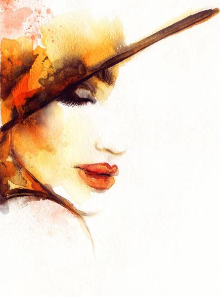 Vacker Flicka Skönhet Mode Illustration Akvarellmålning — Stockfoto