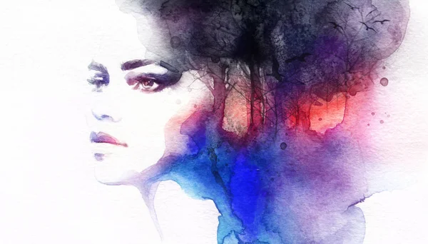 Belle Femme Illustration Mode Aquarelle Peinture — Photo