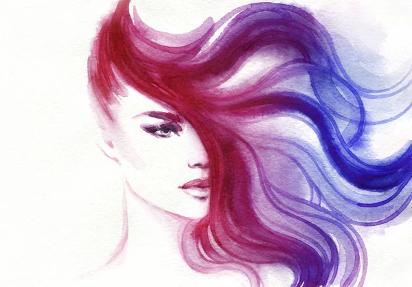 Belle Femme Illustration Mode Aquarelle Peinture — Photo