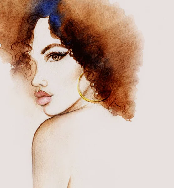 Belle Femme Illustration Mode Aquarelle Peinture — Photo