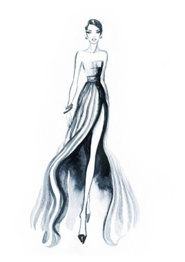 Moda çizimi. suluboya resim
