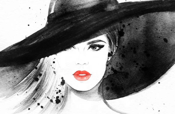 Fashion Illustration Watercolor Painting — Stock Photo, Image