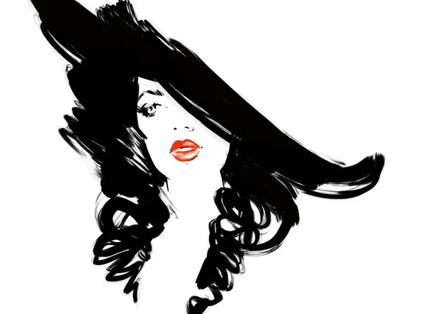 Beautiful Woman Fashion Illustration Digital Painting — Stock Photo, Image