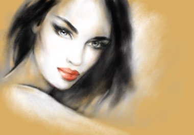 Güzel kadın. Moda çizimi. dijital resim