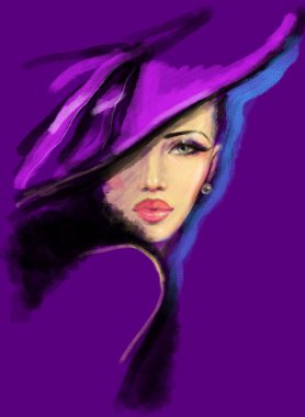 Güzel kadın. Moda çizimi. dijital resim