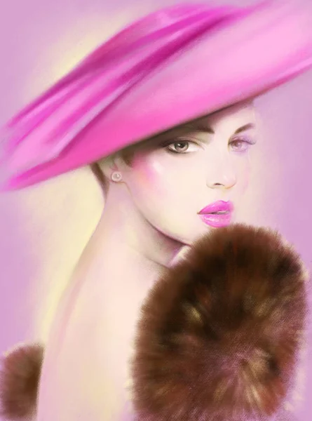 Mooie Vrouw Mode Illustratie Digitaal Schilderij — Stockfoto