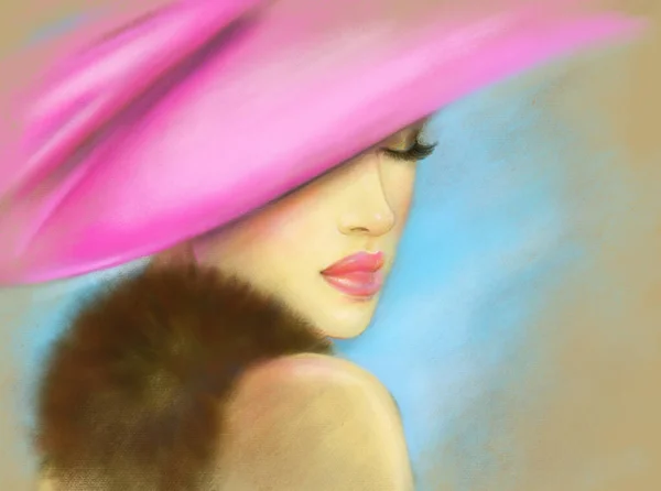 Vacker Kvinna Mode Illustration Digital Målning — Stockfoto