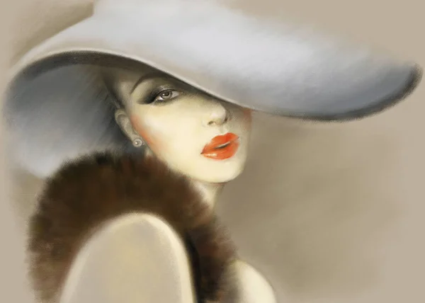 Beautiful Woman Fashion Illustration Digital Painting — Stock Photo, Image