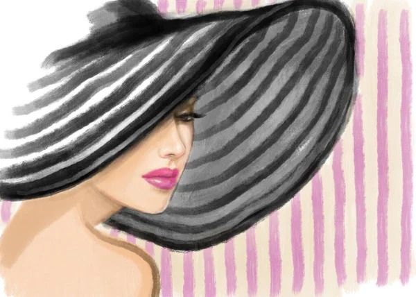 Hermosa Mujer Ilustración Moda Pintura Digital — Foto de Stock