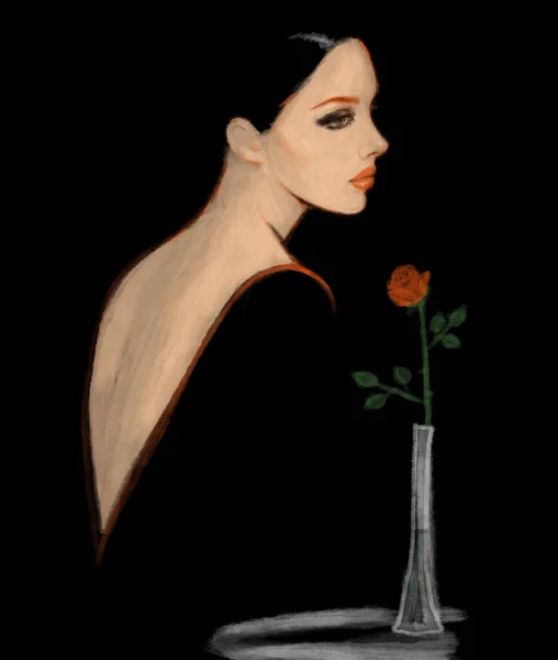 Vacker Kvinna Mode Illustration Digital Målning — Stockfoto