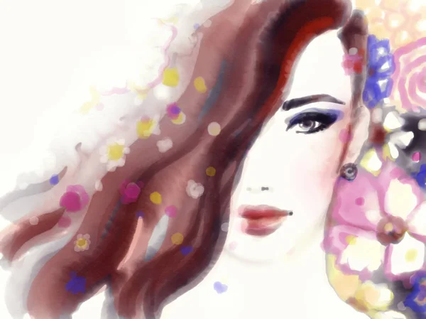 Beautiful Woman Fashion Illustration Digital Painting — Stock Photo, Image