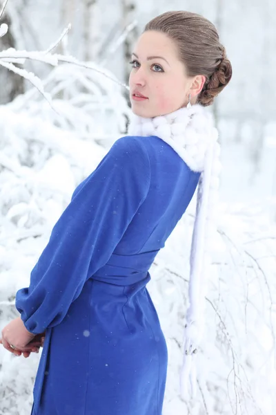 Outdoor winter portrait of young attractive woman — Stock Photo, Image