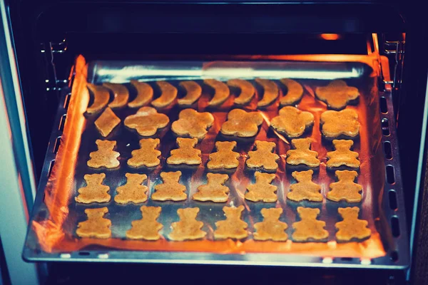 homemade cookies gingerbread men baked in the oven. natural products