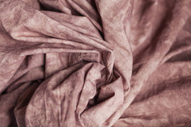 Kahve rengi arka plan olarak kumaş kontrol ettim. Bokeh, moda, giyim, sanayi, rahat ve ev kavramı dikiş arka plan, dokulu