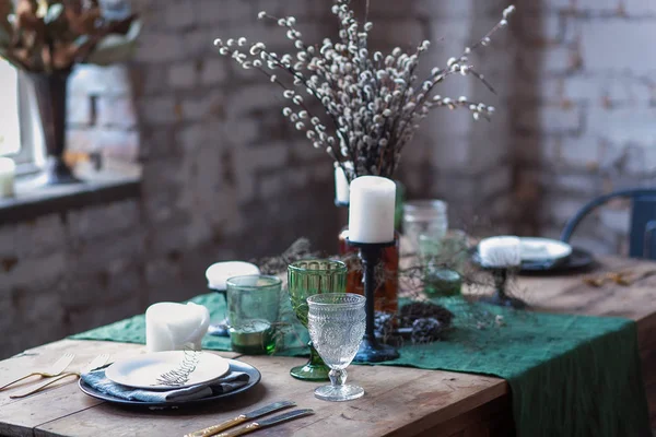 Mesa de comedor romántico conjunto — Foto de Stock