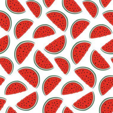 Karpuz dilimleri ve tohum ile şirin seamless modeli