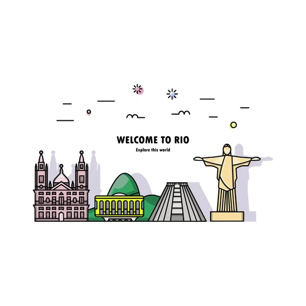 Rio de janeiro ilustración plana — Vector de stock