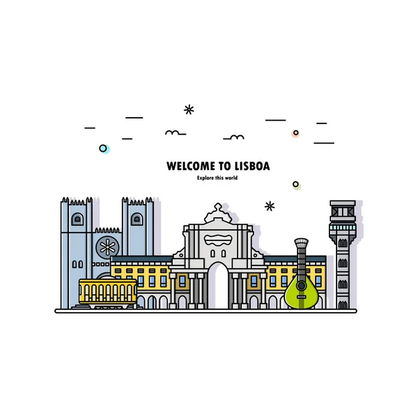 Lisboa ilustração plana — Vetor de Stock