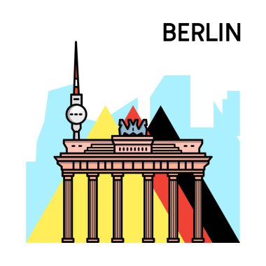 Brandenburg Kapısı. Berlin sembolü. Vektör çizim