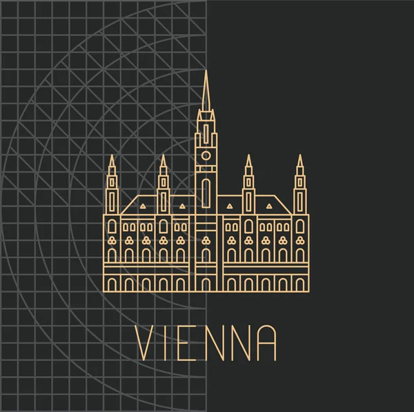 Wiener Rathaus. Símbolo principal de Viena . — Vector de stock
