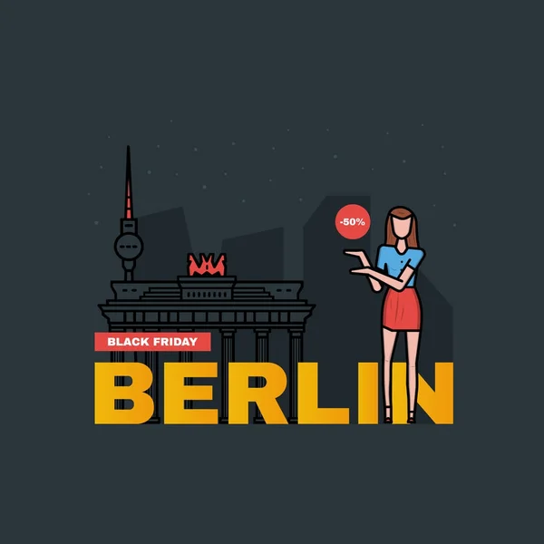 Satılık siyah Cuma Berlin'de poster. Alışveriş Almanya'da.