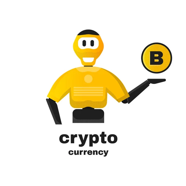 Robot el madeni para ile. Promosyon afiş iş kavramı mainig bitcoins için.