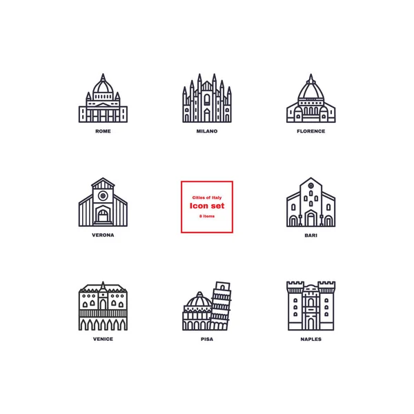 İtalyan şehirleri Icons set.