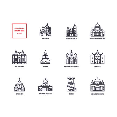 Rus şehirler Icons set.