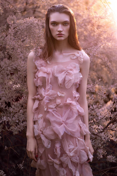 Beautiful Young Model Posing Spring Park Stock Picture