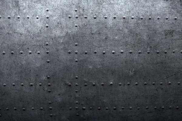 Perçin Çivileri Çelik Arka Plan Ile Eski Metal Doku — Stok fotoğraf