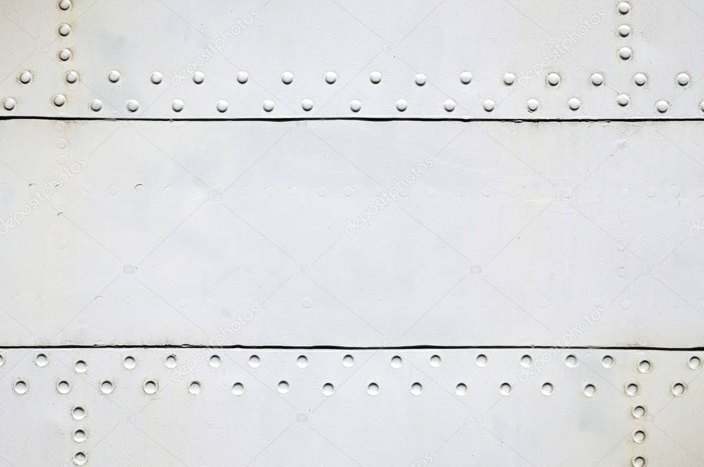 white metal texture with rivets, steel background