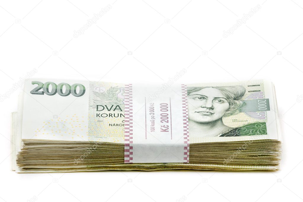 czech banknotes nominal value one and two thousand crowns