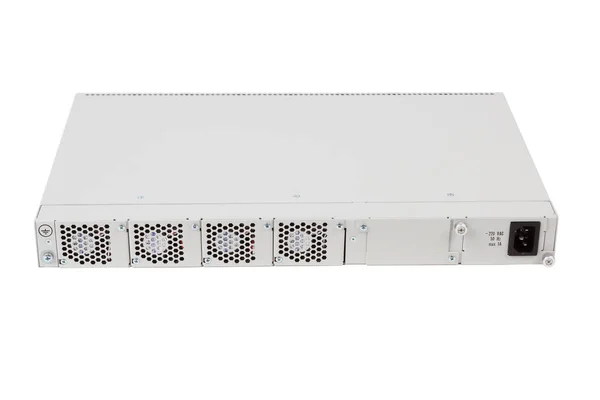 Parte traseira do interruptor Gigabit Ethernet com slot SFP — Fotografia de Stock