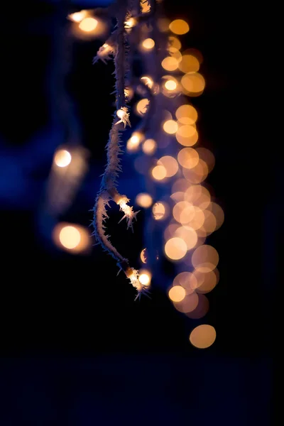 Christmas lights on roof — Stock Photo, Image