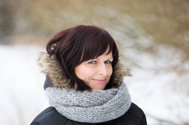 woman without makeup in winter time