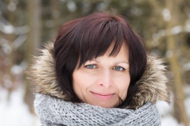 woman without makeup in winter time