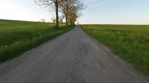 Car driving in spring rural countryside — Stock Video