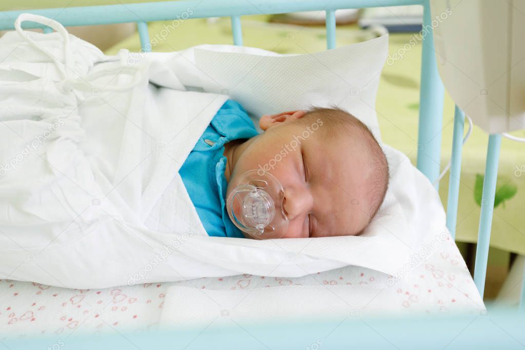 Newborn baby infant in the hospital