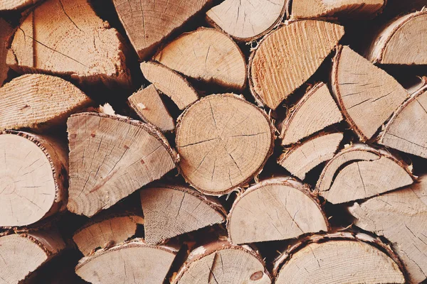 Pile of birch firewood for winter heating — Stock Photo, Image