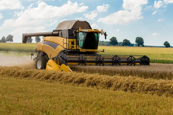 Zomer oogsten met automatische harvester — Stockfoto