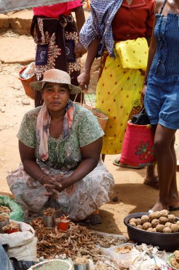 Büyük renkli kırsal Madagaskar satış alanı'nda Madagaskarlı halklar