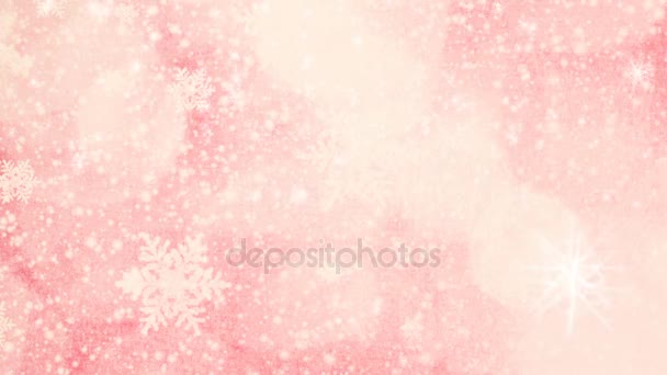 Rosa natal sem costura loop fundo com flocos de neve — Vídeo de Stock