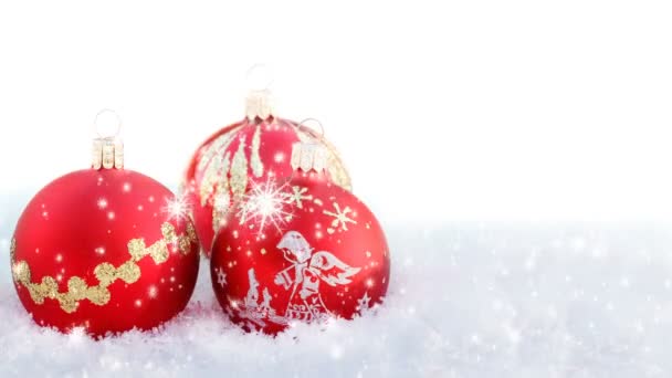 Parçacıklar sorunsuz döngü Noel topları arka plan — Stok video